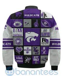 NCAA Kansas State Wildcats Custom Name Black Purple Bomber Jacket