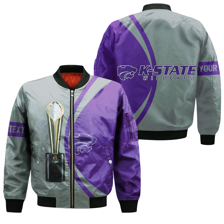 NCAA Kansas State Wildcats Custom Text Champions Bomber Jacket
