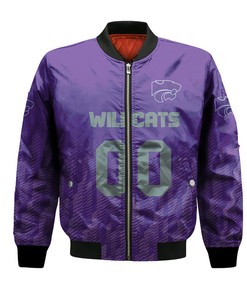 NCAA Kansas State Wildcats Custom Text Number Purple Ombre Bomber Jacket
