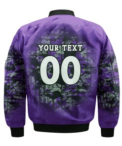 NCAA Kansas State Wildcats Custom Text Number Purple Silver Bomber Jacket V4