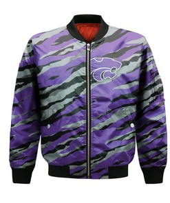 NCAA Kansas State Wildcats Purple Silver Bomber Jacket V4