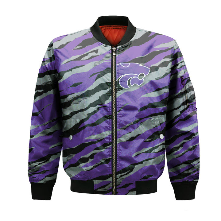 NCAA Kansas State Wildcats Purple Silver Bomber Jacket V4