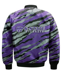 NCAA Kansas State Wildcats Purple Silver Bomber Jacket V4