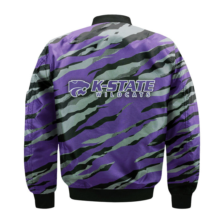 NCAA Kansas State Wildcats Purple Silver Bomber Jacket V4