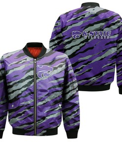NCAA Kansas State Wildcats Purple Silver Bomber Jacket V4