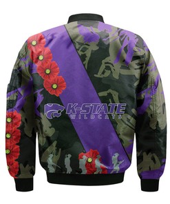NCAA Kansas State Wildcats Red Flowers Purple Bomber Jacket