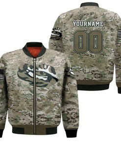 NCAA LSU Tigers Custom Name Number Camo Bomber Jacket