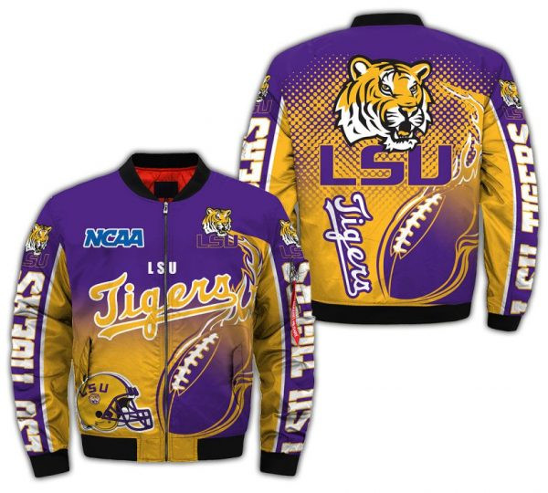 NCAA LSU Tigers Purple Gold Bomber Jacket