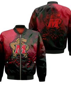 NCAA Maryland Terrapins Coconut Trees Red Bomber Jacket V17