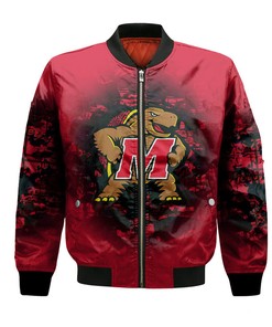 NCAA Maryland Terrapins Custom Text Number Red Bomber Jacket V16