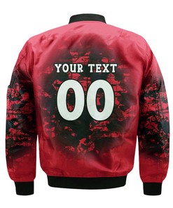 NCAA Maryland Terrapins Custom Text Number Red Bomber Jacket V16