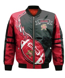 NCAA Maryland Terrapins Red Ball Black Bomber Jacket