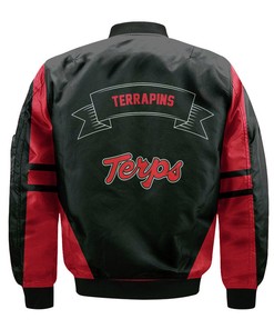 NCAA Maryland Terrapins Red Ball Black Bomber Jacket