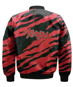 NCAA Maryland Terrapins Red Black Bomber Jacket V13