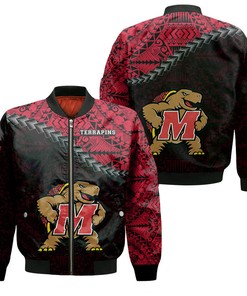 NCAA Maryland Terrapins Red Black Polynesian Bomber Jacket V2