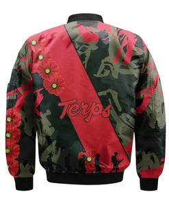 NCAA Maryland Terrapins Red Flowers Bomber Jacket