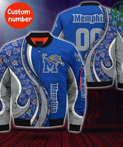 NCAA Memphis Tigers Custom Number Blue Grey Bomber Jacket