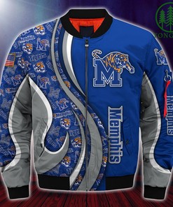 NCAA Memphis Tigers Custom Number Blue Grey Bomber Jacket