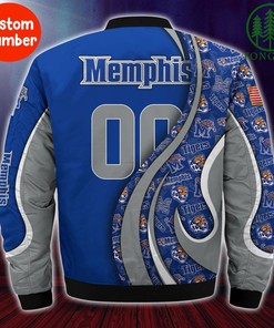 NCAA Memphis Tigers Custom Number Blue Grey Bomber Jacket