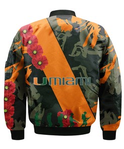 NCAA Miami Hurricanes Flowers Orange Black Bomber Jacket