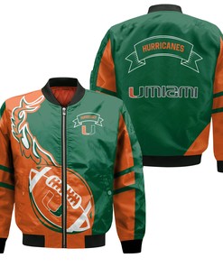 NCAA Miami Hurricanes Orange Green Bomber Jacket V3