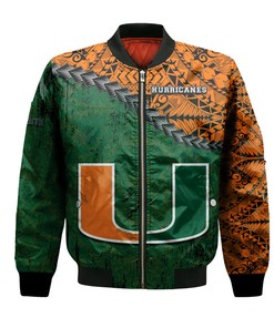 NCAA Miami Hurricanes Orange Green Bomber Jacket V6