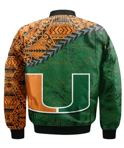 NCAA Miami Hurricanes Orange Green Bomber Jacket V6