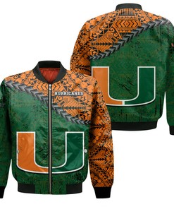 NCAA Miami Hurricanes Orange Green Bomber Jacket V6