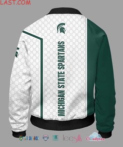 NCAA Michigan State Spartans White Green Bomber Jacket