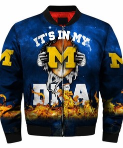 NCAA Michigan Wolverines Navy Blue Baby Groot Bomber Jacket