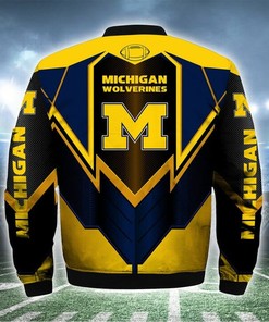 NCAA Michigan Wolverines Navy Blue Maize Bomber Jacket V2