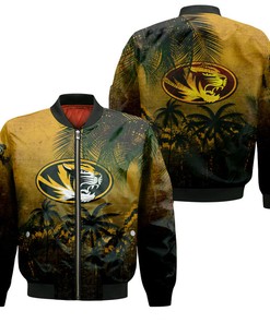 NCAA Missouri Tigers Black Coconut Tree Gold Bomber Jacket