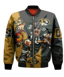 NCAA Missouri Tigers Custom Number Gold Black Bomber Jacket