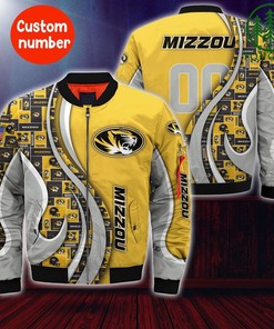 NCAA Missouri Tigers Custom Number Gold Grey Bomber Jacket