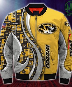 NCAA Missouri Tigers Custom Number Gold Grey Bomber Jacket