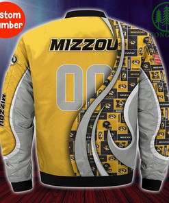 NCAA Missouri Tigers Custom Number Gold Grey Bomber Jacket