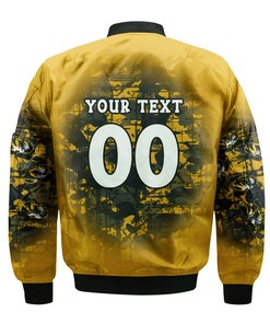 NCAA Missouri Tigers Custom Text Number Gold Black Bomber Jacket
