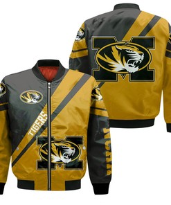 NCAA Missouri Tigers Gold Black Polynesian Bomber Jacket V4