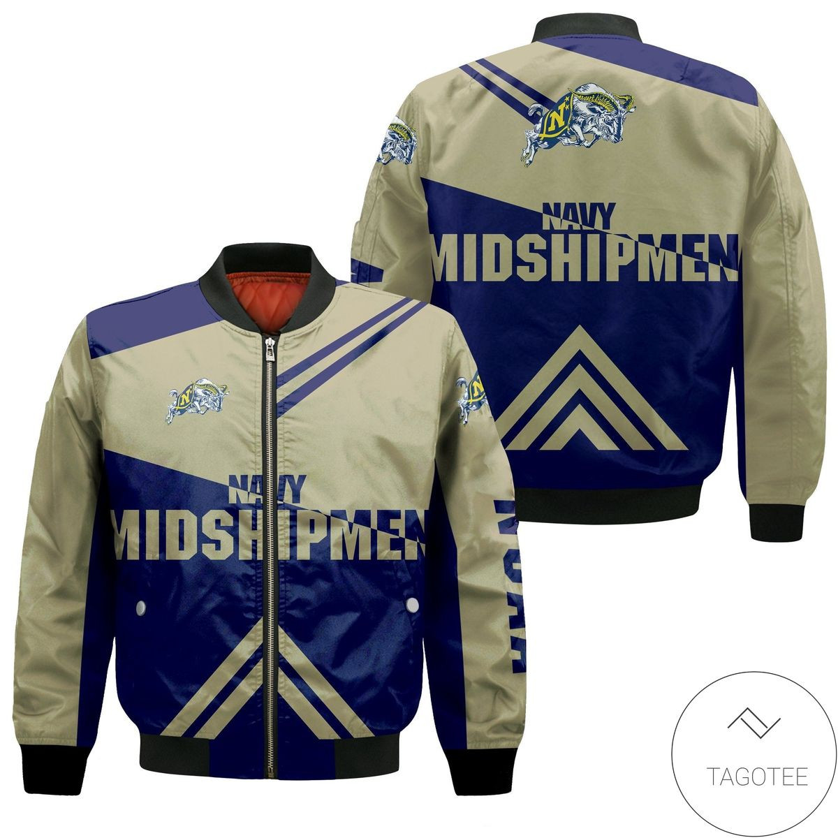 NCAA Navy Midshipmen Stripes Cross Shoulders Bomber Jacket