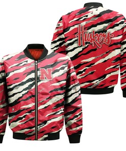 NCAA Nebraska Cornhuskers Red Cream Bomber Jacket V3