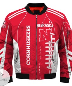 NCAA Nebraska Cornhuskers Red White Bomber Jacket V9