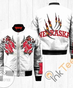 NCAA Nebraska Cornhuskers White Bomber Jacket