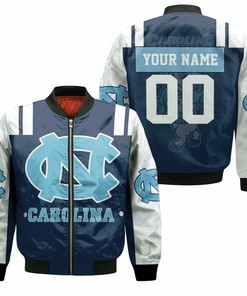 NCAA North Carolina Tar Heels Custom Name Number Dark Blue Bomber Jacket