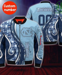 NCAA North Carolina Tar Heels Custom Number Blue Bomber Jacket