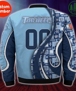 NCAA North Carolina Tar Heels Custom Number Blue Bomber Jacket