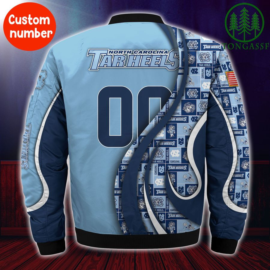 NCAA North Carolina Tar Heels Custom Number Blue Bomber Jacket
