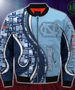 NCAA North Carolina Tar Heels Custom Number Blue Bomber Jacket