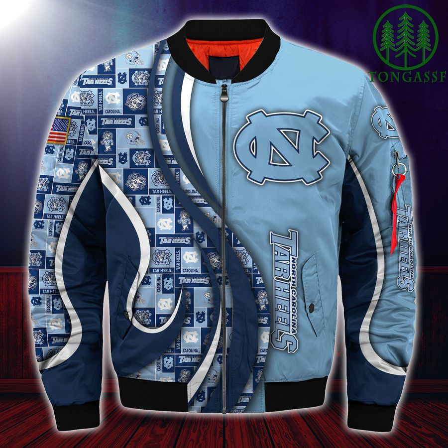 NCAA North Carolina Tar Heels Custom Number Blue Bomber Jacket