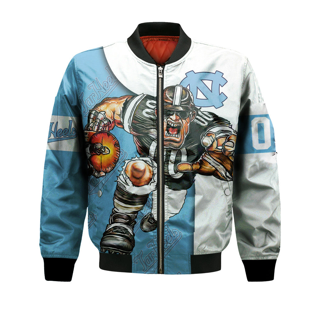 NCAA North Carolina Tar Heels Custom Number Mascot Bomber Jacket