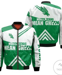 NCAA North Texas Mean Green Stripes Cross Shoulders Bomber Jacket